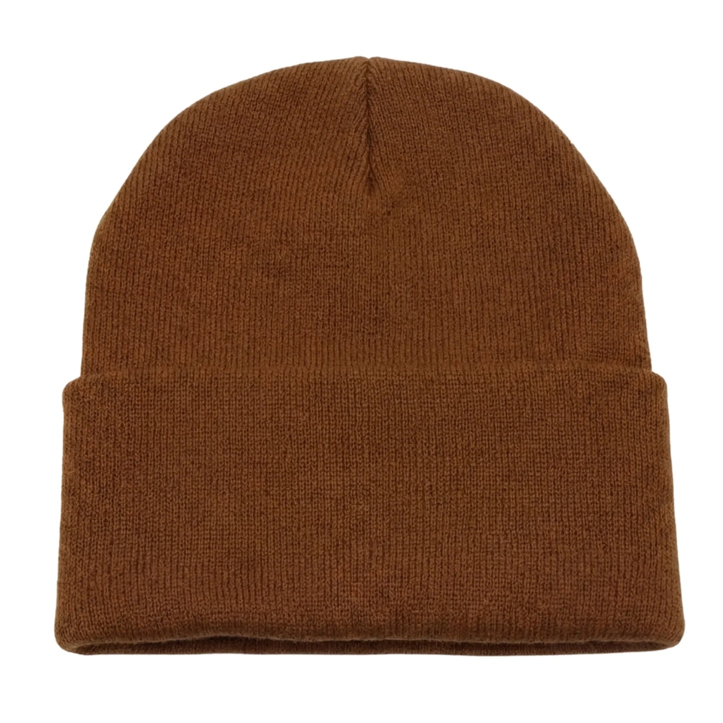 Earth brown Brimco beanie with a soft knit construction, designed for warm, comfortable everyday wear with a natural, versatile style suitable for cold-weather use.