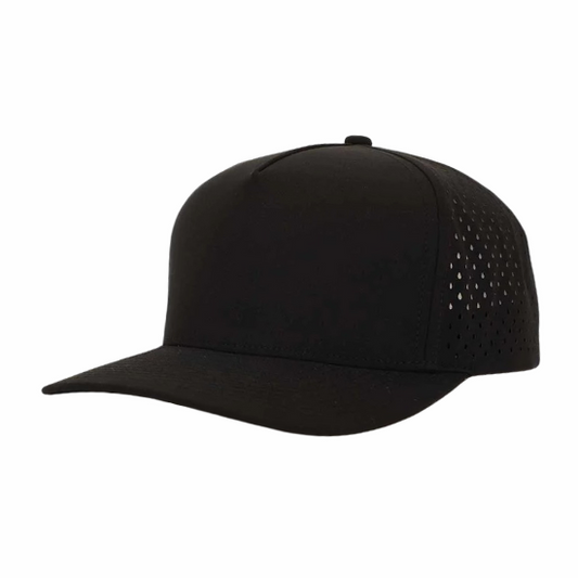 Black Brimco 200 performance hat with a structured athletic fit, clean front panel without rope detailing, designed for lightweight comfort, breathability, and everyday active wear.