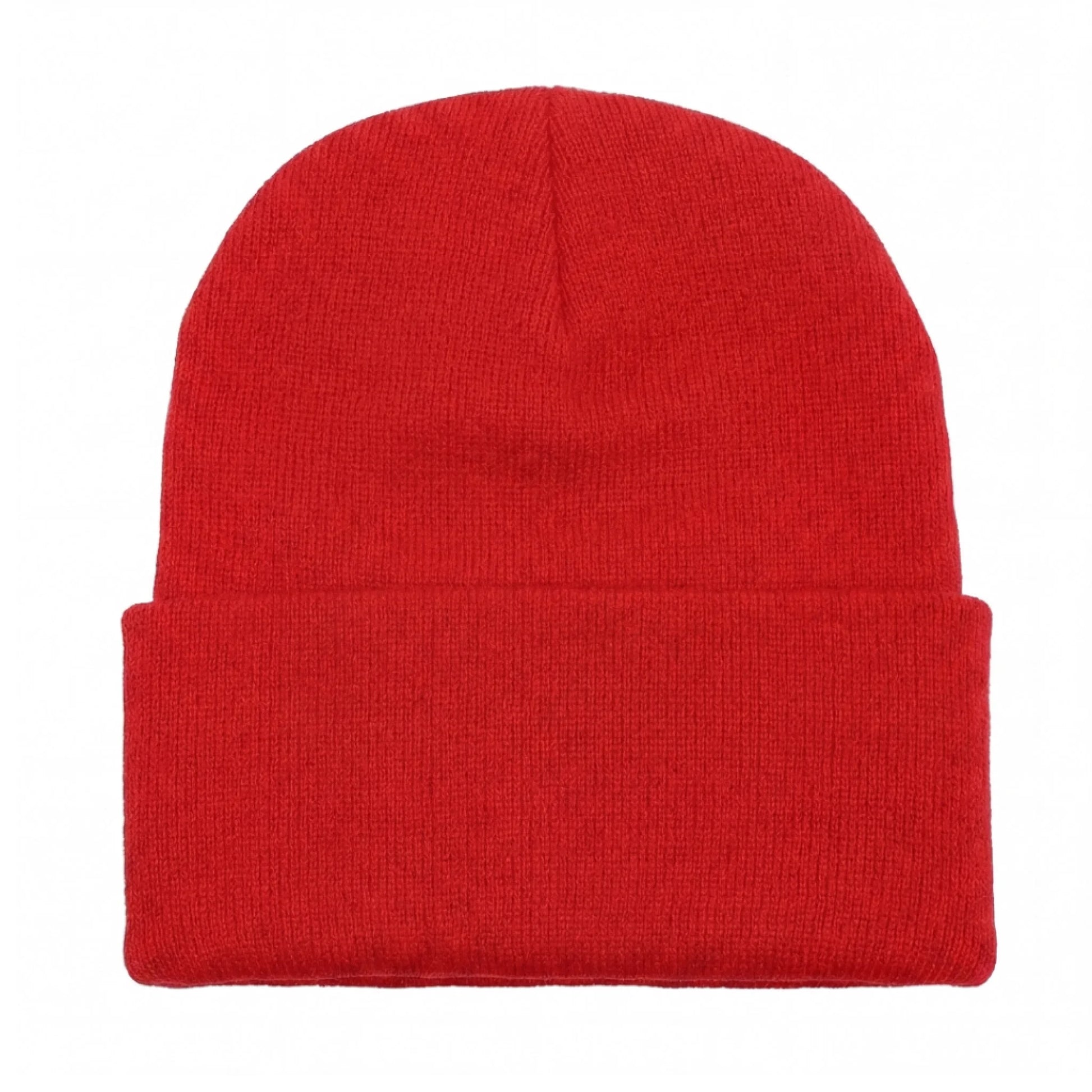 Bright red Brimco beanie with a soft knit construction, designed for warm, comfortable everyday wear with a bold, vibrant style suitable for cold-weather use.