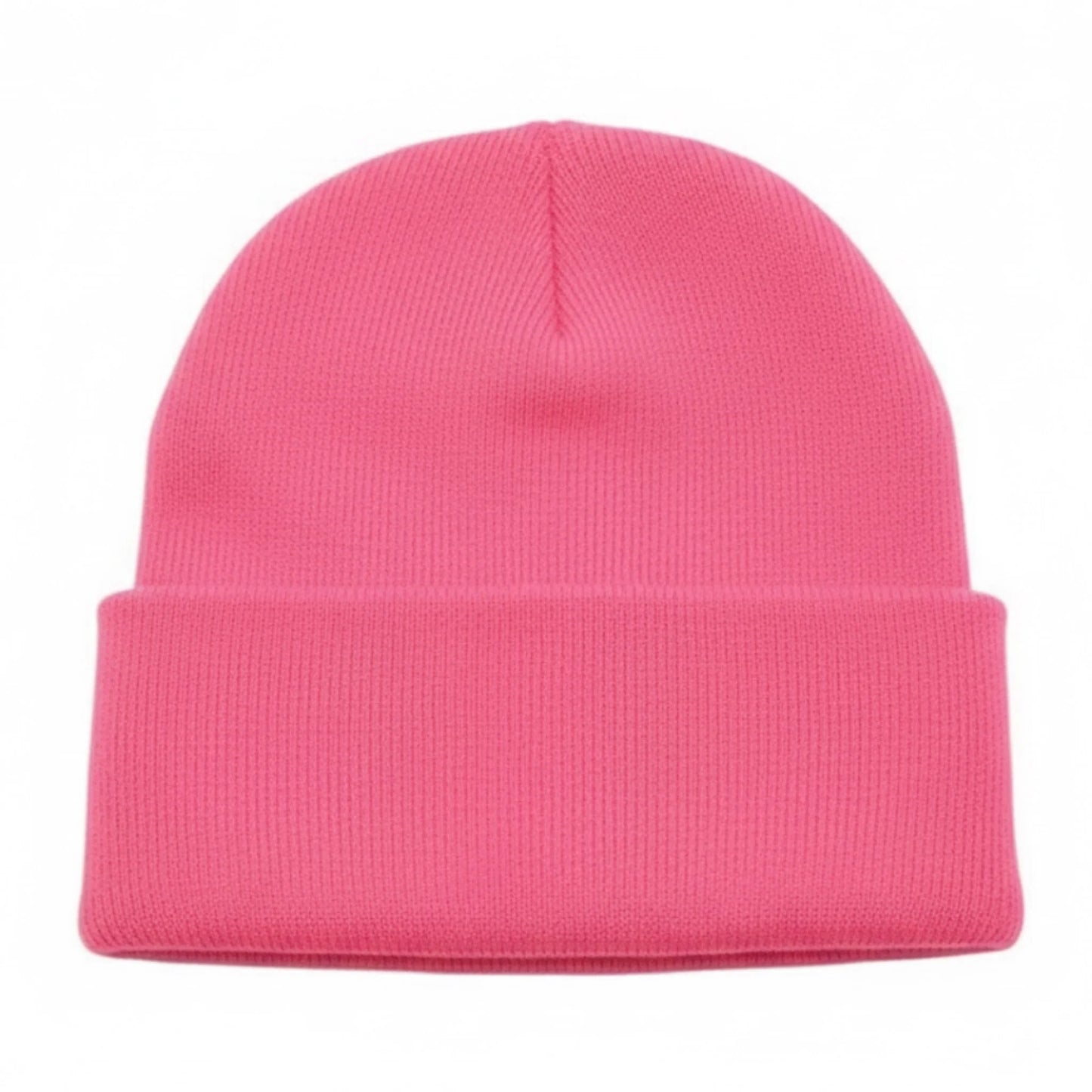 Bubble gum pink Brimco beanie with a soft knit construction, designed for warm, comfortable everyday wear with a bold, playful style suitable for cold-weather use.