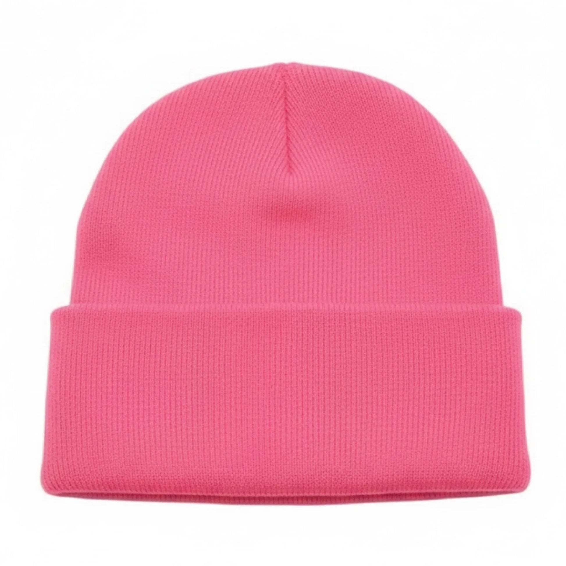 Bubble gum pink Brimco beanie with a soft knit construction, designed for warm, comfortable everyday wear with a bold, playful style suitable for cold-weather use.