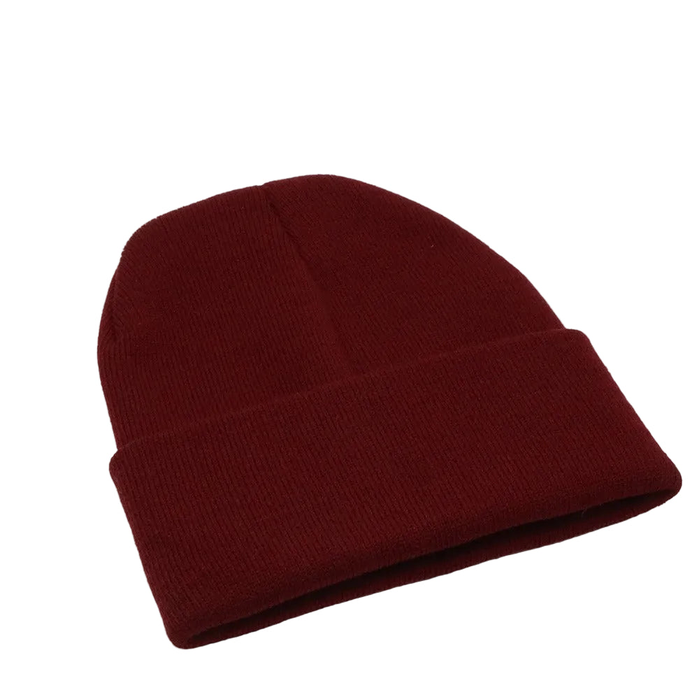 Burgundy Brimco beanie with a soft knit construction, designed for warm, comfortable everyday wear with a rich, versatile style suitable for cold-weather use.