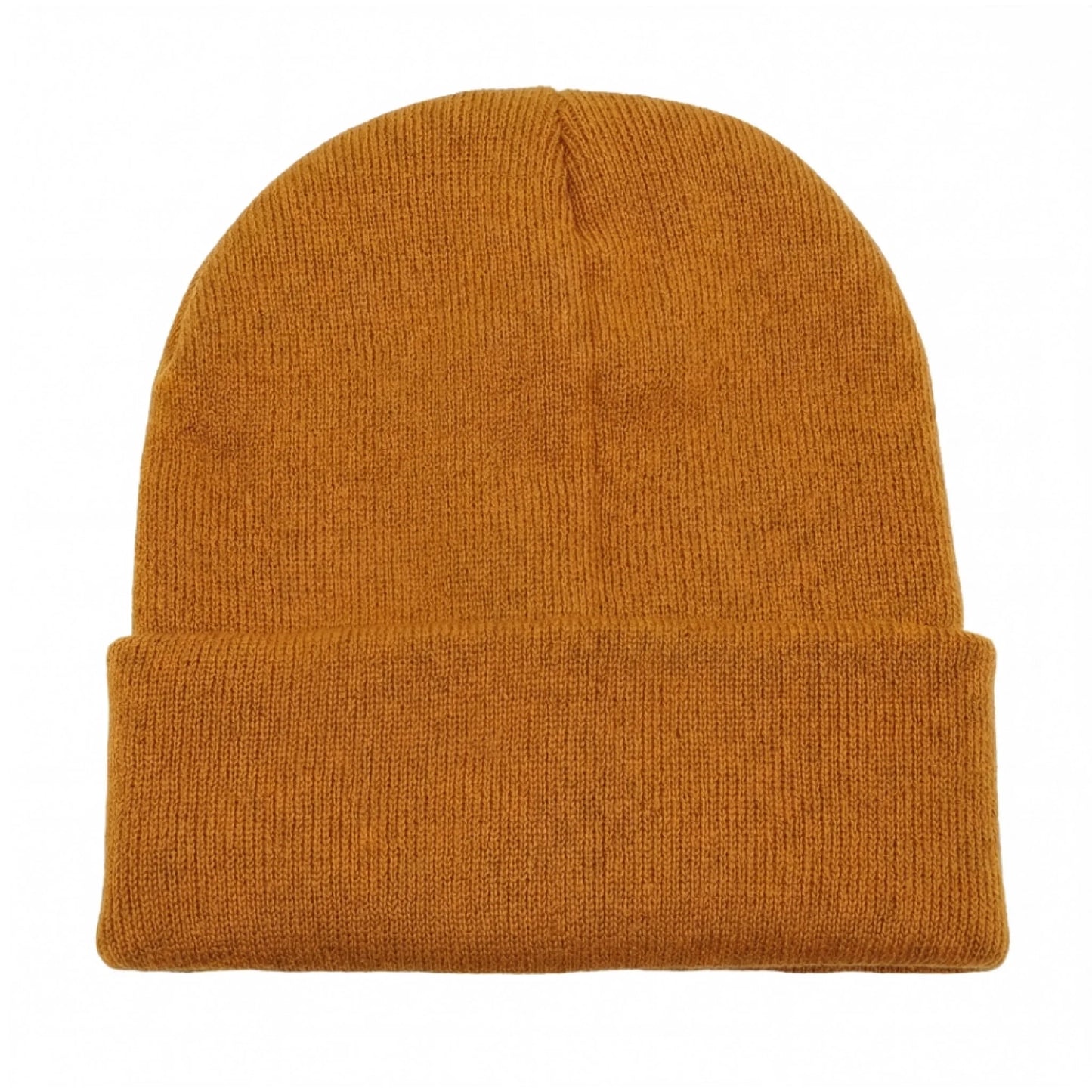 Ginger yellow Brimco beanie with a soft knit construction, designed for warm, comfortable everyday wear with a bright, earthy tone suitable for cold-weather use.
