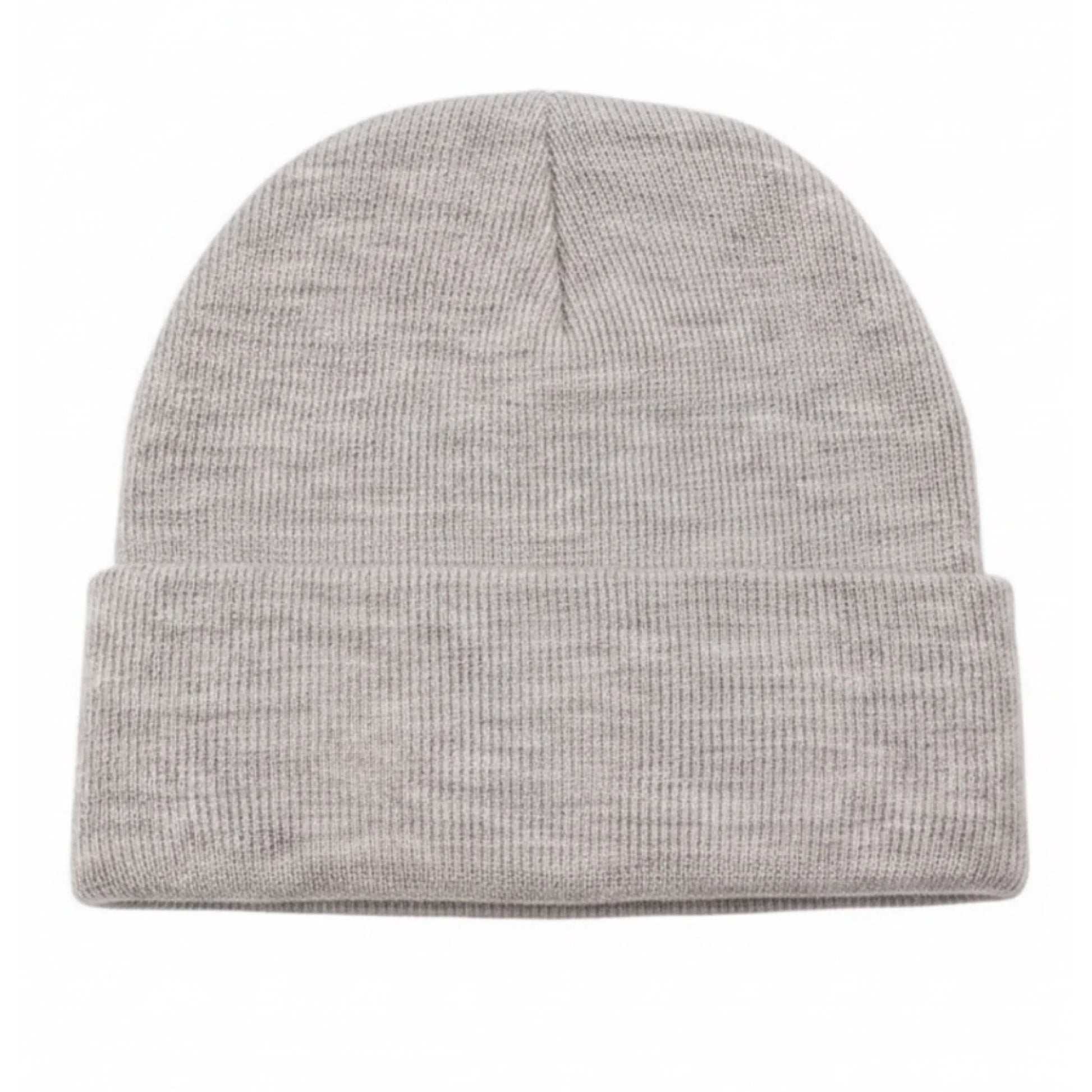 Heather gray Brimco beanie with a soft knit construction, designed for warm, comfortable everyday wear with a neutral, versatile style suitable for cold-weather use.
