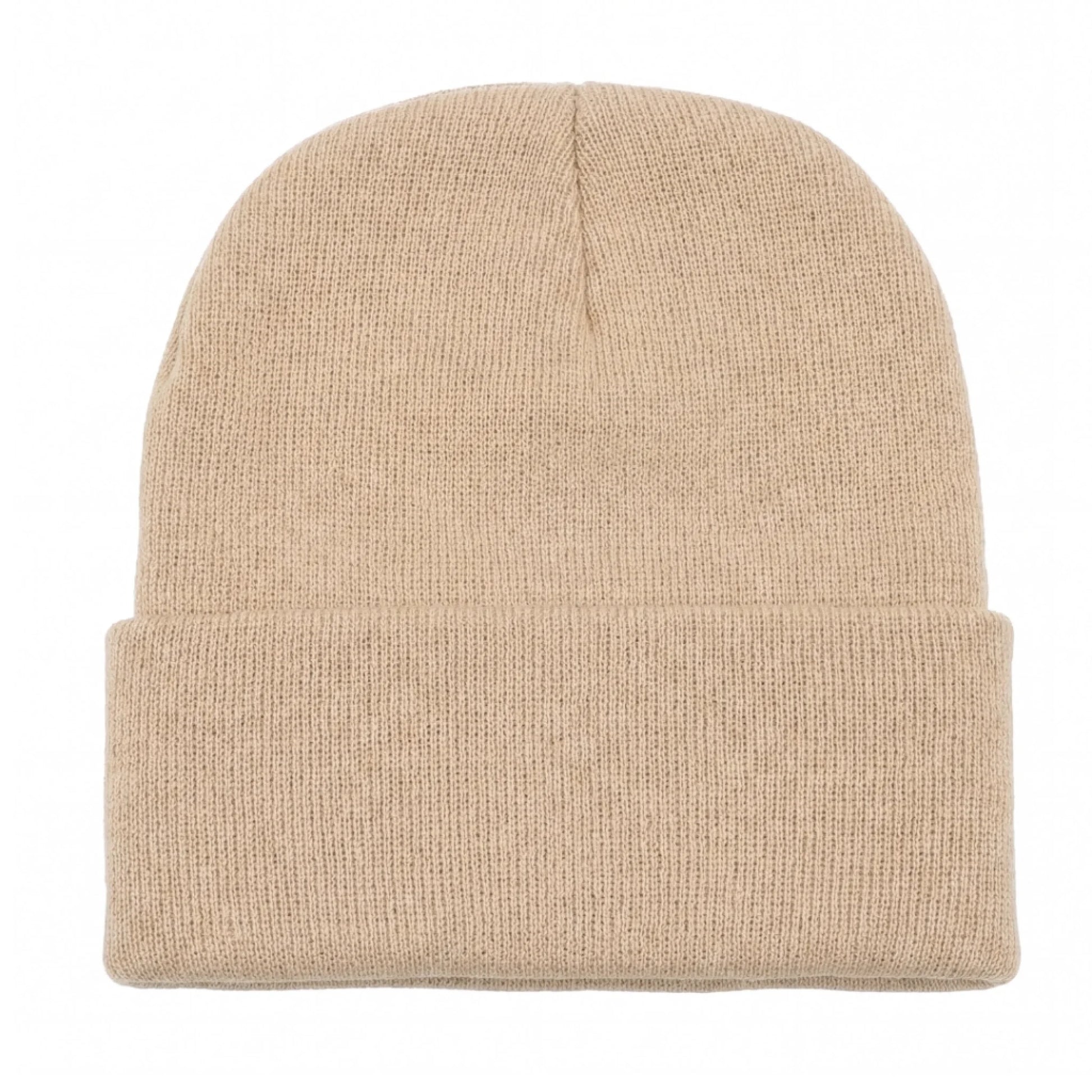 Khaki Brimco beanie with a soft knit construction, designed for warm, comfortable everyday wear with a neutral, versatile style suitable for cold-weather use.