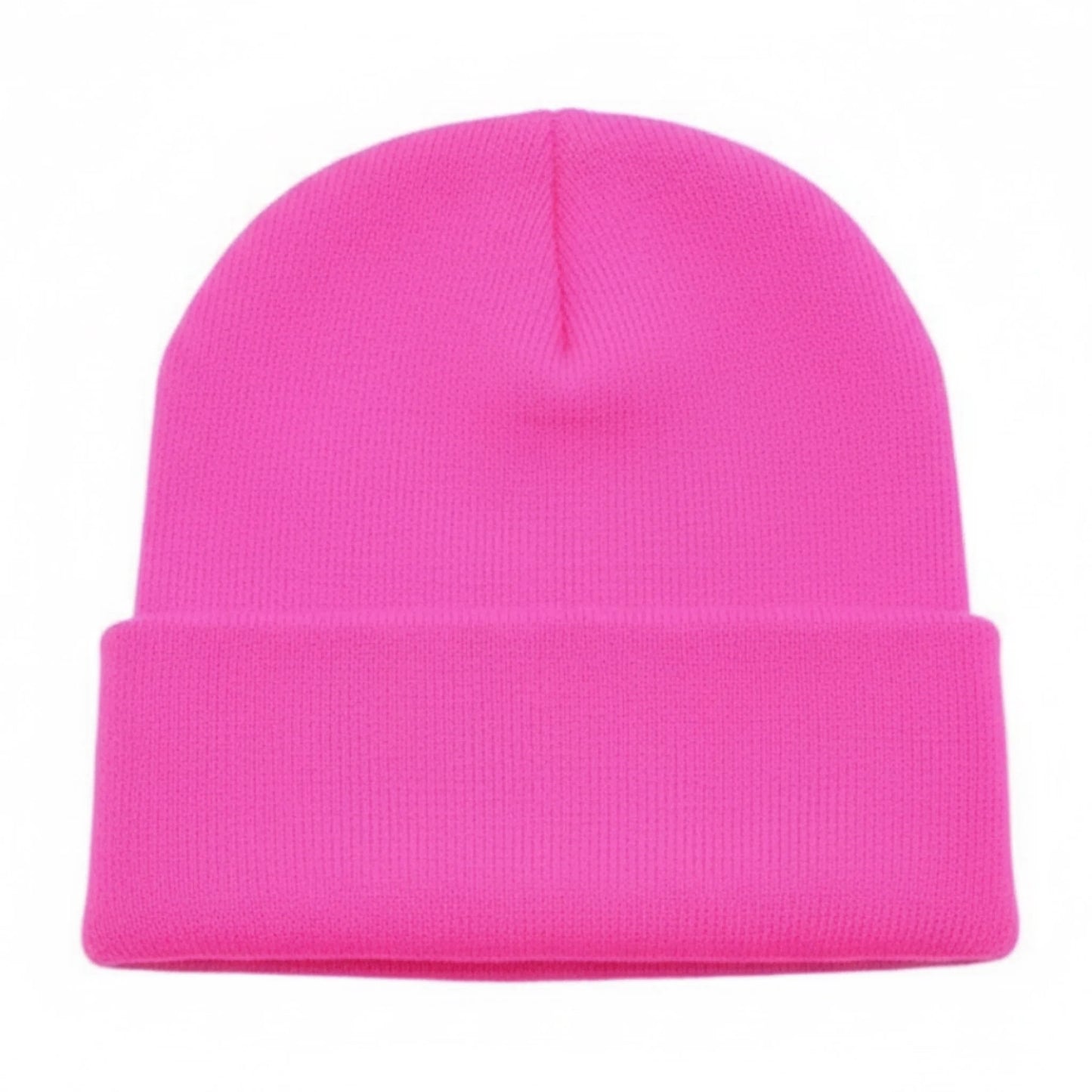 Safety pink Brimco beanie with a soft knit construction, designed for warm, comfortable everyday wear with a bright, high-visibility style suitable for cold-weather use.